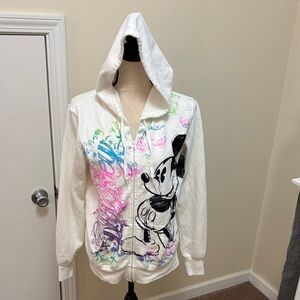 Disney Multicolor Graphic Zip Hoodie with Mickey Mouse size Large
